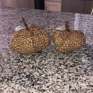 Set of 2 cheetah fabric pumpkins!